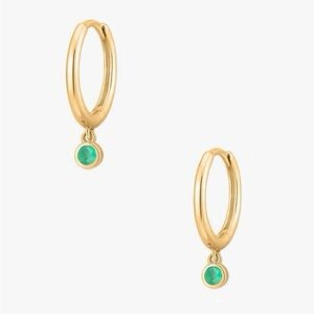 Cupcakes & Cashmere Octavia Earrings- gold with green huggie hoops- new with bag